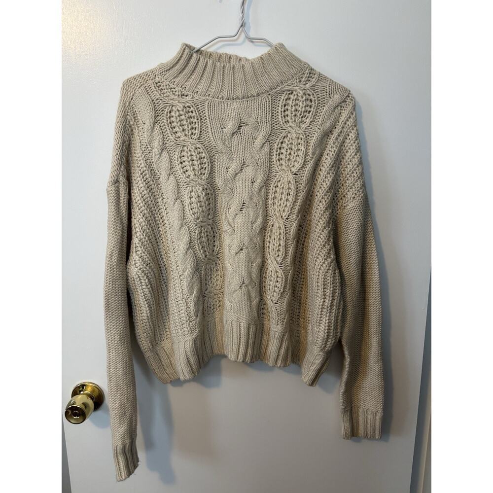 Lucky Brand Ribbed Mockneck Cardigan Cream Winter Women’s Medium